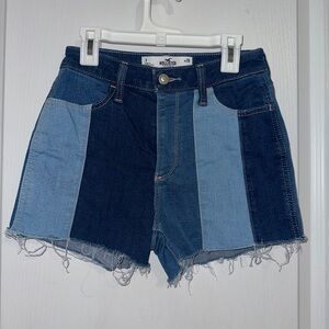 Hollister Women's Multi-Blue Patchwork Jean Shorts